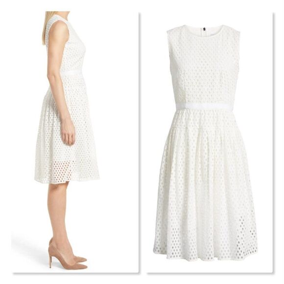 Hugo Boss Dafalia Cotton Eyelet Dress size 14 in White - Picture 2 of 3